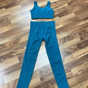 Joy Lab set XS/S ribbed teal bra top and leggings